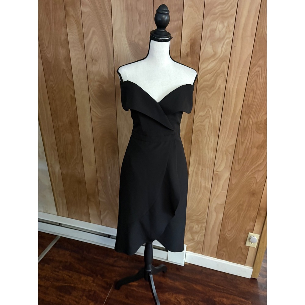 Bardot Black Off The Shoulder Wrap Cocktail Dress XS US 4 Formal Wedding Guest